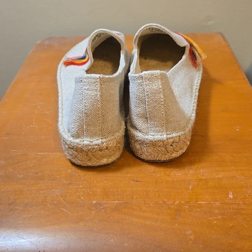 Soludos Beige Espadrilles with Rainbow Stripes